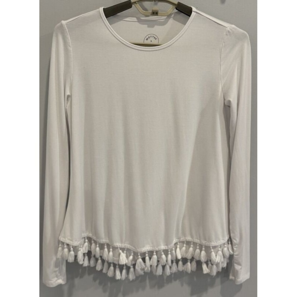 Mott 50 Sun Protection UPF 50+ White Tassel Hem Long Sleeve Cover Up Shirt S